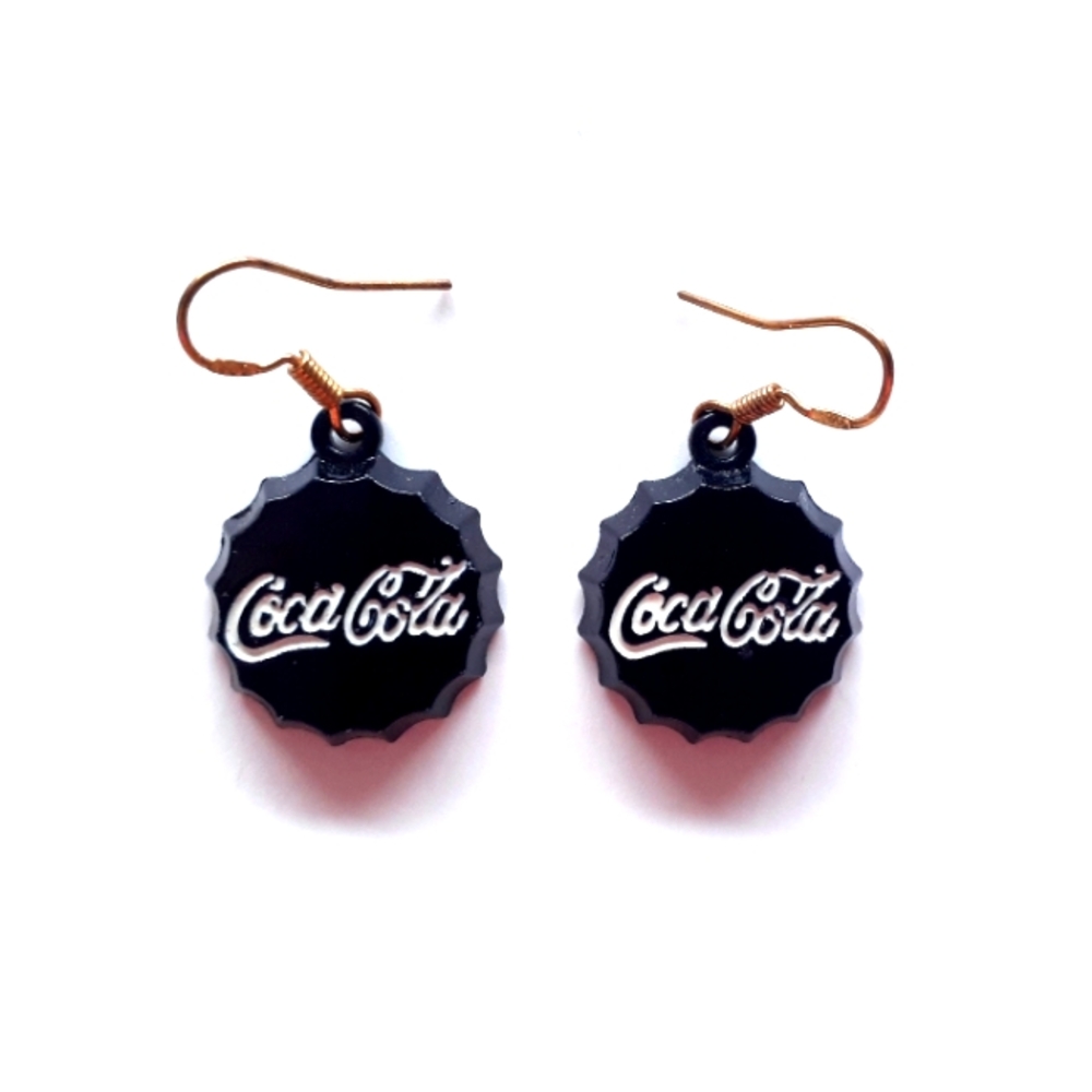 Coca-cola bottle cap vintage statement earrings